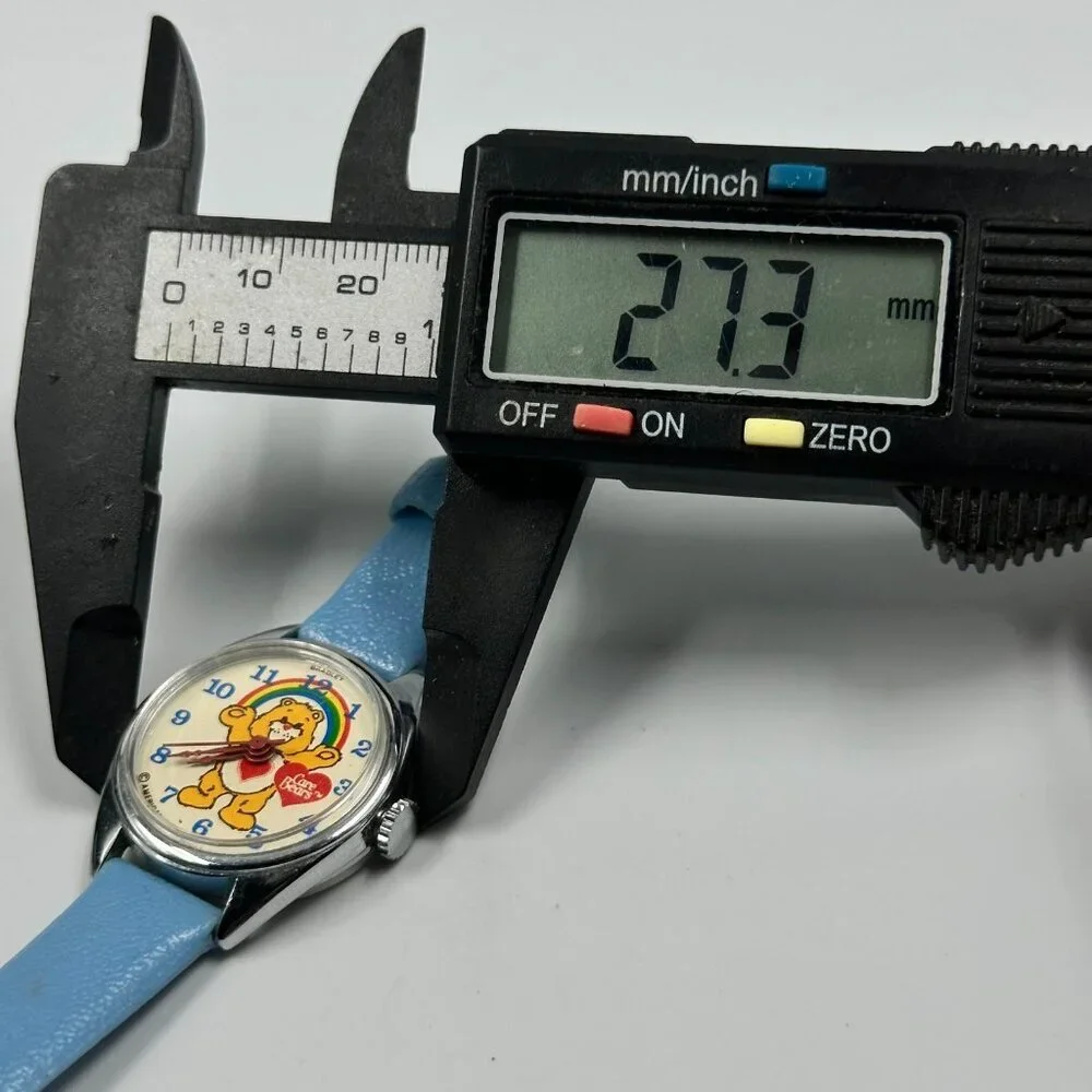 Vintage Bradley Care Bears Watch Kids Silver Tone Blue Leather Band Manual Wind